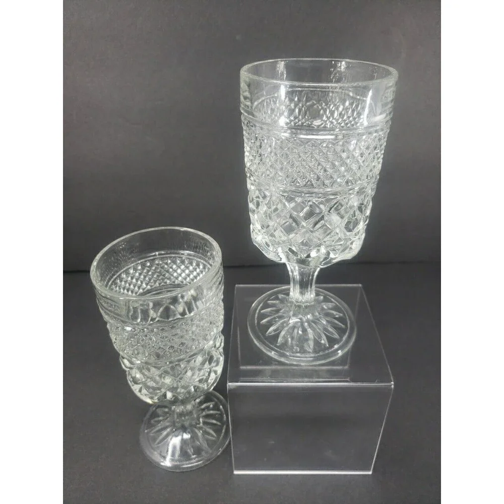 Vintage Anchor Hocking Wexford Glass Wine Water Goblet Set of Two Classic